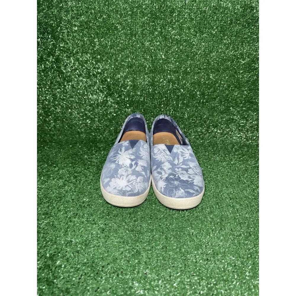 TOMS Womens Avalon Blue Floral Slip On Shoe Casual Comfy Low Top Sneakers Size 7